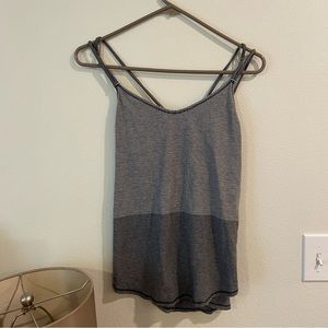RARE Lululemon Strappy Grey Striped Tank with Pink Detail